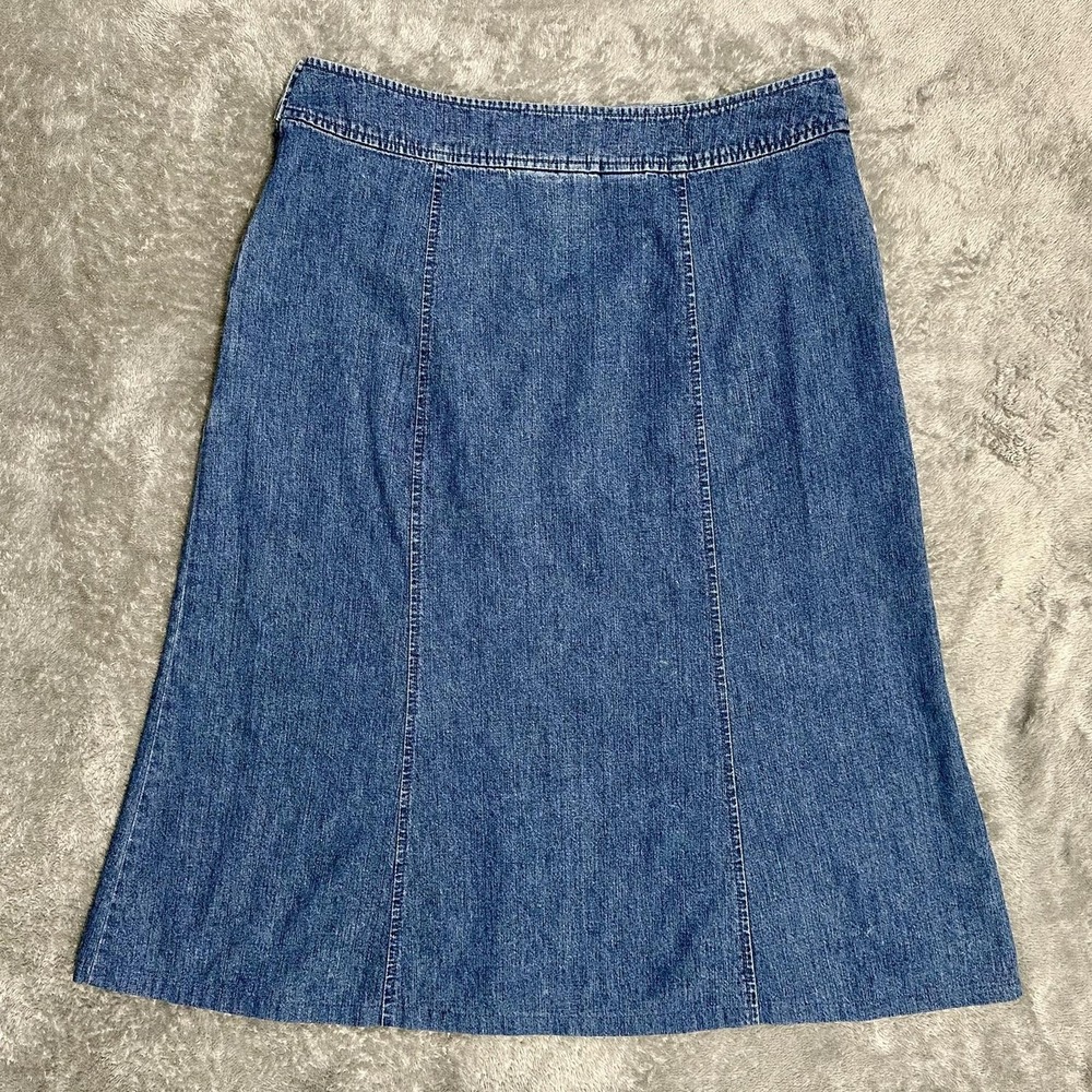 PENDLETON Skirt Women's 10 Blue Denim A-Line Knee Length Stretch Zip Back Casual